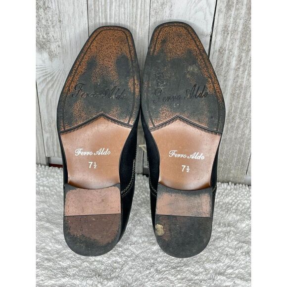 Ferro Aldo Black Oxford Derby Shoes Size 7.5 - Picture 7 of 11